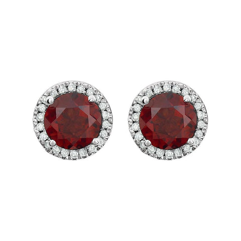 14k White Gold Mozambique Garnet & 1/8 CTW Diamond Earrings