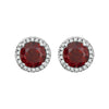 14k White Gold Mozambique Garnet & 1/8 CTW Diamond Earrings