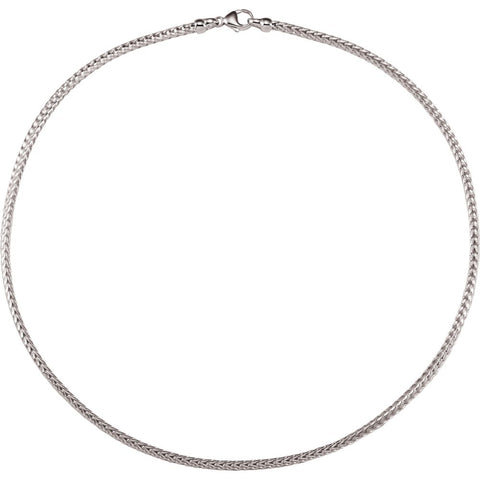 Sterling Silver 2.75mm Solid Foxtail 16" Chain