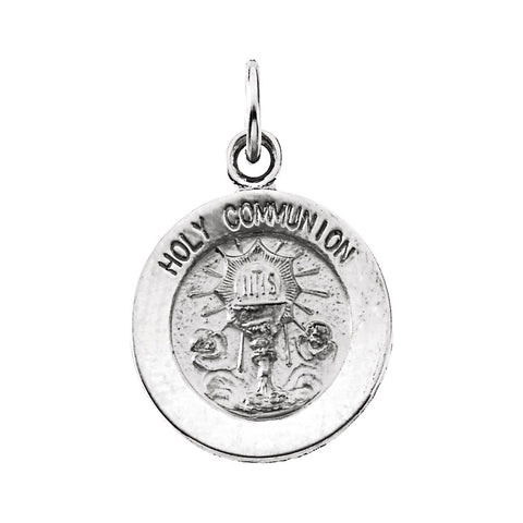 Sterling Silver 12mm Round Holy Communion Medal with 18" Chain