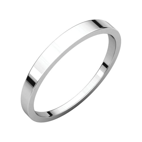 14k White Gold 2.5mm Flat Tapered Band, Size 6.5