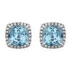 14k White Gold Sky Blue Topaz & .06 CTW Diamond Earrings