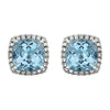 14k White Gold Sky Blue Topaz & .06 CTW Diamond Earrings