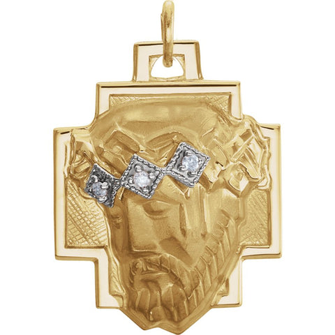 14K Yellow 23x16.5mm Face of Jesus Pendant