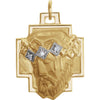 18.50x16.50 mm Head of Jesus Crown Cross Pendant with Diamond in 14K Yellow Gold