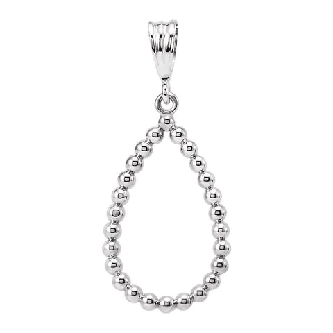 Sterling Silver Beaded Teardrop Silhouette Pendant