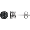 14K White Gold 3/8 CTW Black & White Diamond Cluster Earrings