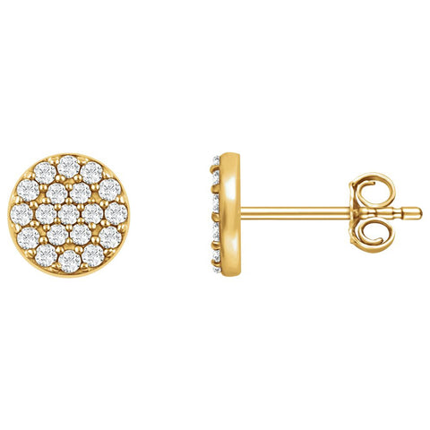 14k Yellow Gold 1/3 CTW Diamond Cluster Earrings