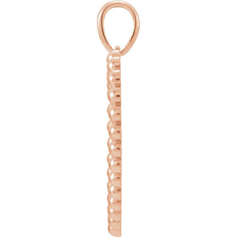 14k Rose Gold Beaded Heart Pendant