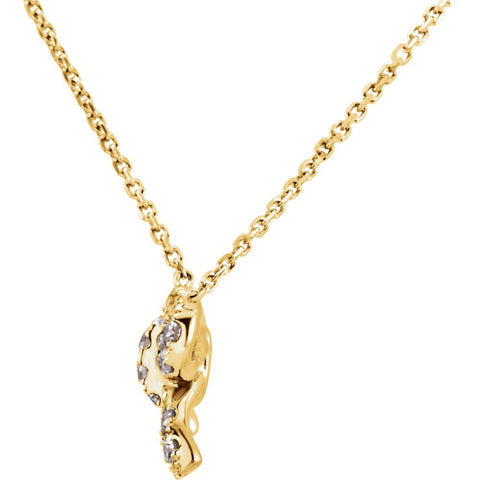 14k Yellow Gold 1/6 CTW Diamond Bow 18" Necklace