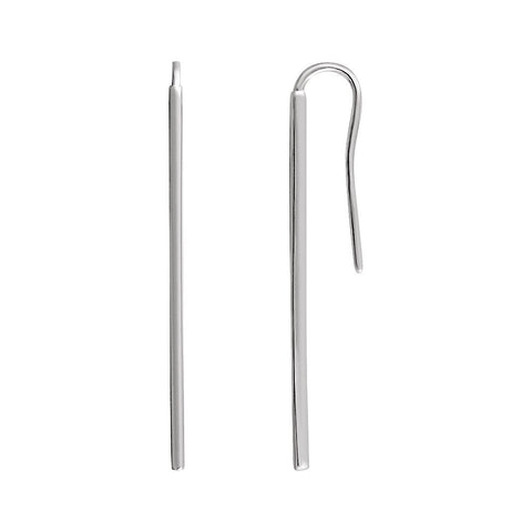 14k White Gold Vertical Bar Earrings