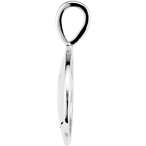 14k White Gold Heart print Jesus Pendant