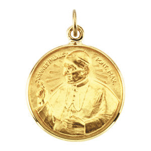 14k Yellow Gold 16.75mm Round Pope John Paul II Medal