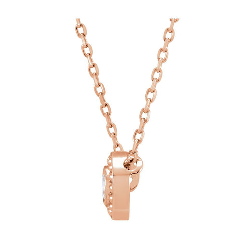 14k Rose Gold 1/10 CTW Diamond Beaded Slide Necklace