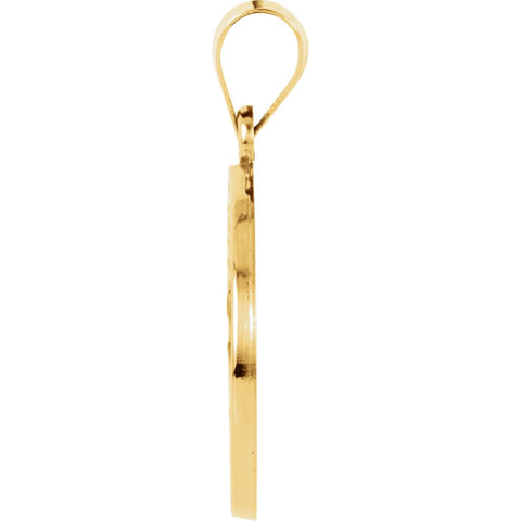 14k Yellow Gold 18.25mm Hollow Round St. Christopher Medal