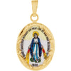 17.00x13.50 mm Porcelain Miraculous Pendant in 14K Yellow Gold
