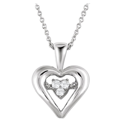 Sterling Silver 1/10 CTW Diamond Heart 18" Mystara® Necklace