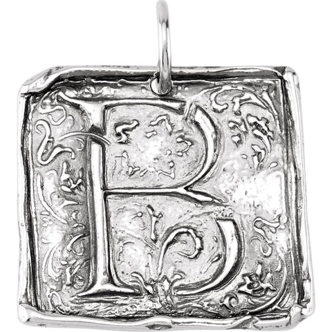 Sterling Silver Initial "B" Vintage-Style Pendant