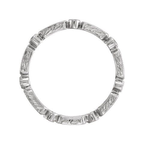 14k White Gold Pink Sapphire & 1/10 CTW Diamond Eternity Band Size 6