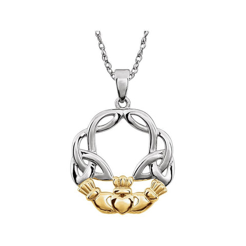 14K Two-Tone Claddagh Pendant