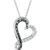 1/5 CTTW Black and White Diamond Heart 18-inch Necklace in Sterling Silver