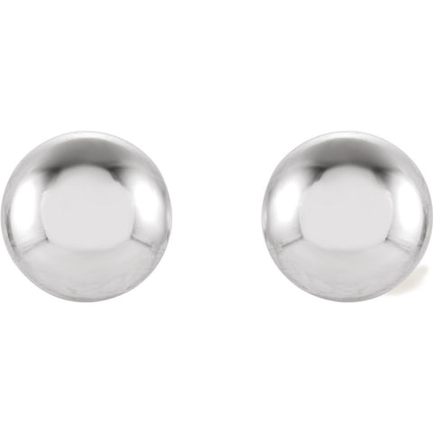 14k White Gold 6mm Ball Earrings with Bright Finish
