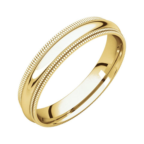 14k Yellow Gold 4mm Double Milgrain Comfort Fit Band, Size 8