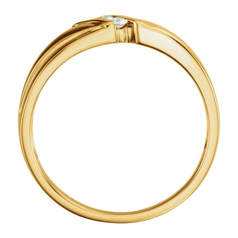 14k Yellow Gold .08 CTW Diamond 3-Stone Men's Band, Size 11