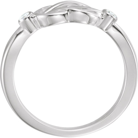 Sterling Silver Diamond Knot Ring, Size 7