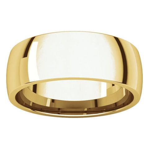 14k Yellow Gold 7mm Light Comfort Fit Band, Size 13
