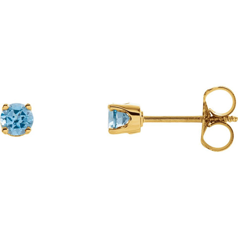 14k Yellow Gold Swiss Blue Topaz Youth Earrings