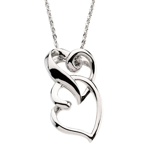 Sterling Silver Friendship Two Hearts Necklace