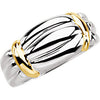 Fashion Wedding Band Ring in Sterling Silver and 14k Yellow Gold ( Size 6 )