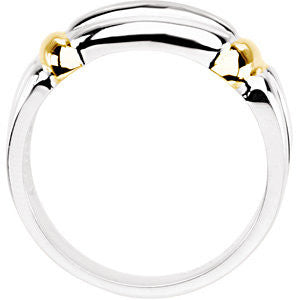 Sterling Silver & 14k Yellow Gold Band , Size 7