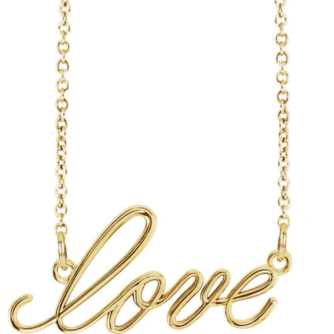 14k Yellow Gold "Love" 16.35" Necklace