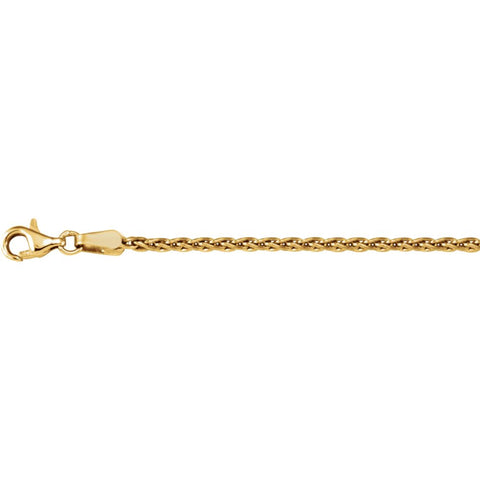 18k Yellow Gold 1.9mm Wheat 18" Chain