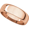 10k Rose Gold 6mm Half Round Band S, Size 8