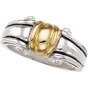 Sterling Silver & 14k Yellow Gold Fashion Ring, Size 6