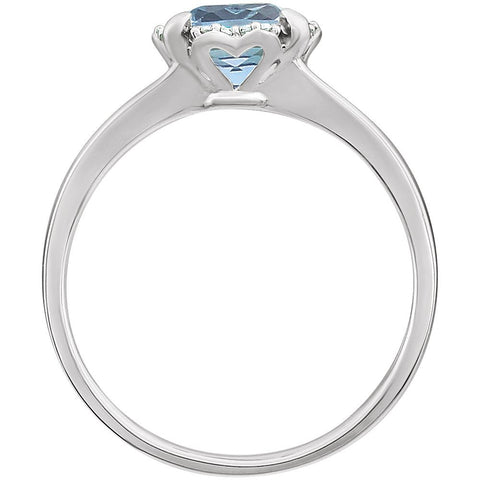 14k White Gold Sky Blue Topaz & .05 CTW Diamond Ring, Size 7