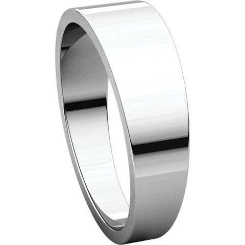 14k White Gold 6mm Flat Tapered Band, Size 8.5