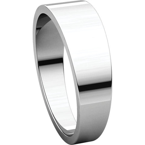 14k White Gold 6mm Flat Tapered Band, Size 5