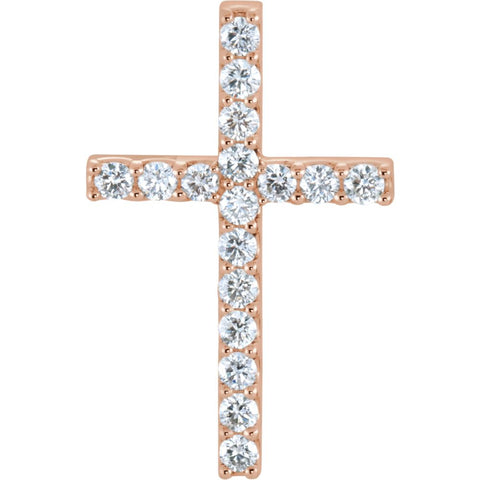 14k Rose Gold 5/8 CTW Diamond Cross Pendant