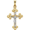 Crucifix Pendant in 14k Yellow & White Gold