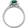 14k White Gold Lab Created Emerald & 1/6 CTW Diamond Ring, Size 7