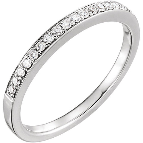 14k White Gold 1/8 CTW Diamond Band , Size 7