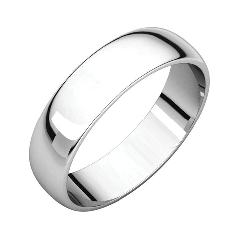 Sterling Silver 5mm Half Round Light Band, Size 7.5
