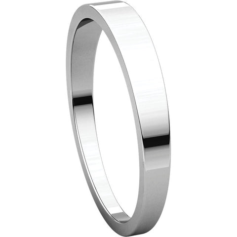 14k White Gold 3mm Flat Tapered Band, Size 7.5