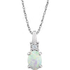 14k White Gold Created Opal & 0.02 ctw. Diamond Necklace