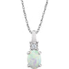 14k White Gold Created Opal & 0.02 ctw. Diamond Necklace