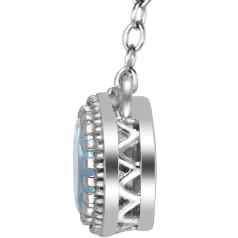 14k White Gold Aquamarine "March" 18" Birthstone Necklace